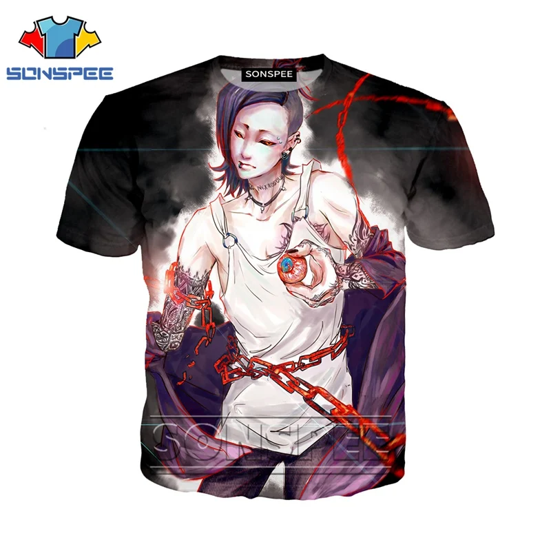 Футболка с 3D принтом аниме уличная одежда футболка героями мультфильмов tokyo ghoul uta