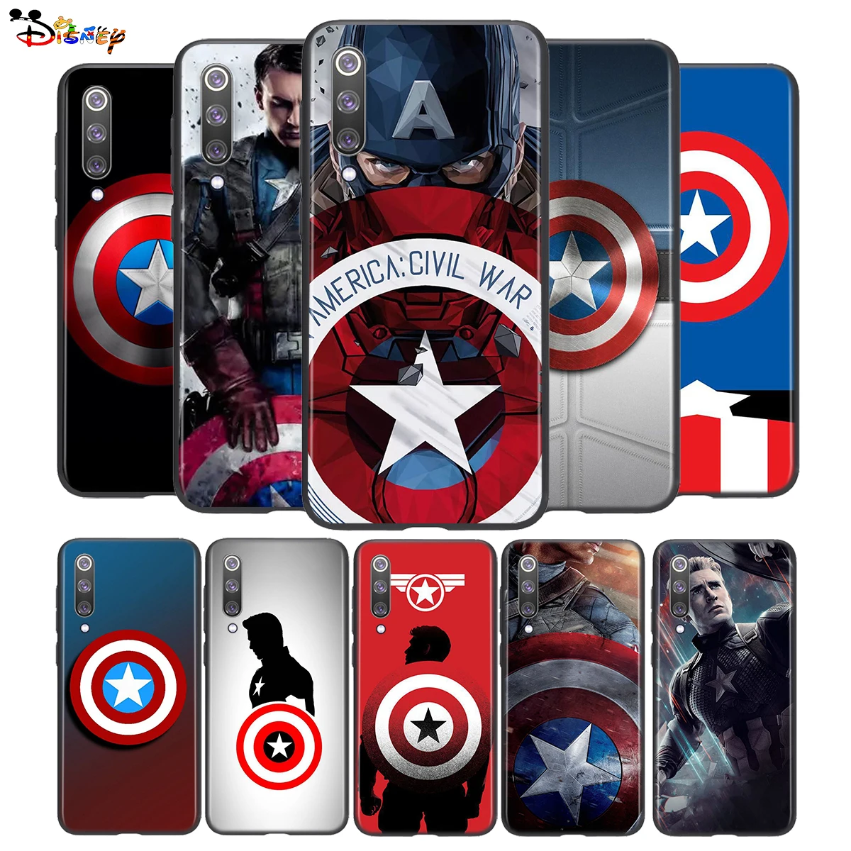 

Silicone Black TPU Cover Captain America Hero For Xiaomi Mi 11 11i 10i 10T 10 9T 9SE 8 Ultra Lite Pro 5G Soft Phone Case