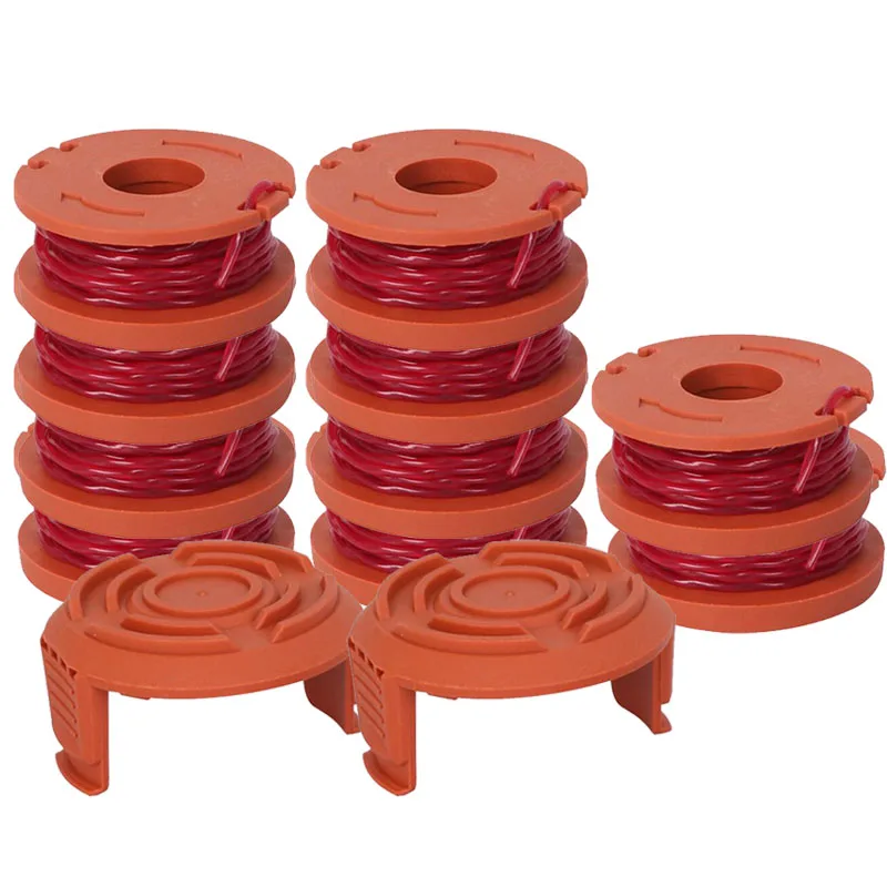 

10Pcs Trimmer String Spool + 2Pcs Line Cap Cover For Worx WA0010 GT WG 150 151 152 153 154 155 155.5 156 157 160 163 165 175 180