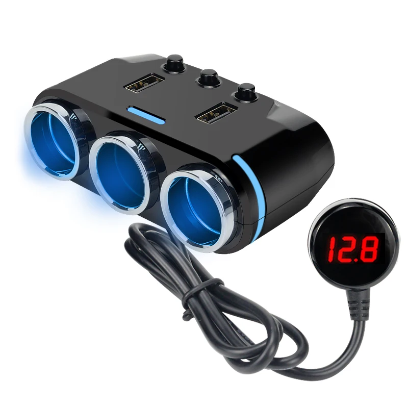 Разветвитель для автомобильного прикуривателя со светодиодным зарядным