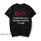 Футболка мужская с индивидуальным принтом, Повседневная Свободная рубашка с логотипом сделай сам, с фото, в стиле унисекс, 7 цветов, на заказ