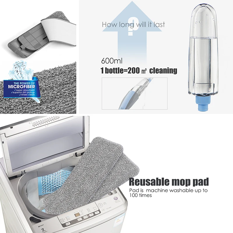 

Mop 3 in 1 Spray Mop And Sweeper Machine Vacuum Cleaner Hard Floor Flat Cleaning Tool Set For Household Hand-held Easy Use Mop