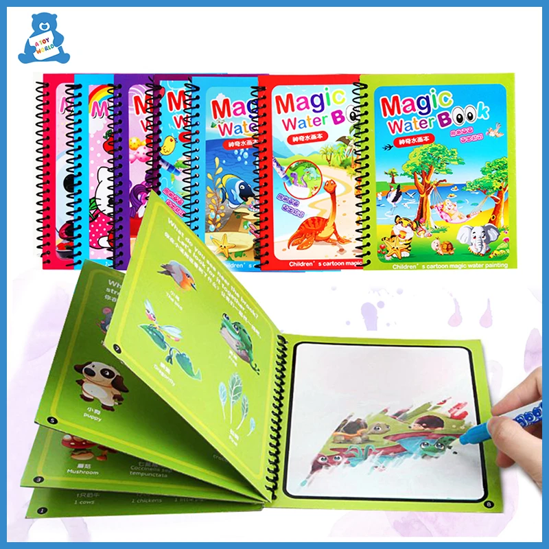 

8 Types Montessori Toys Reusable Coloring Book Magic Water Drawing Book Sensory Early Education Toys For Kids Birthday Gift
