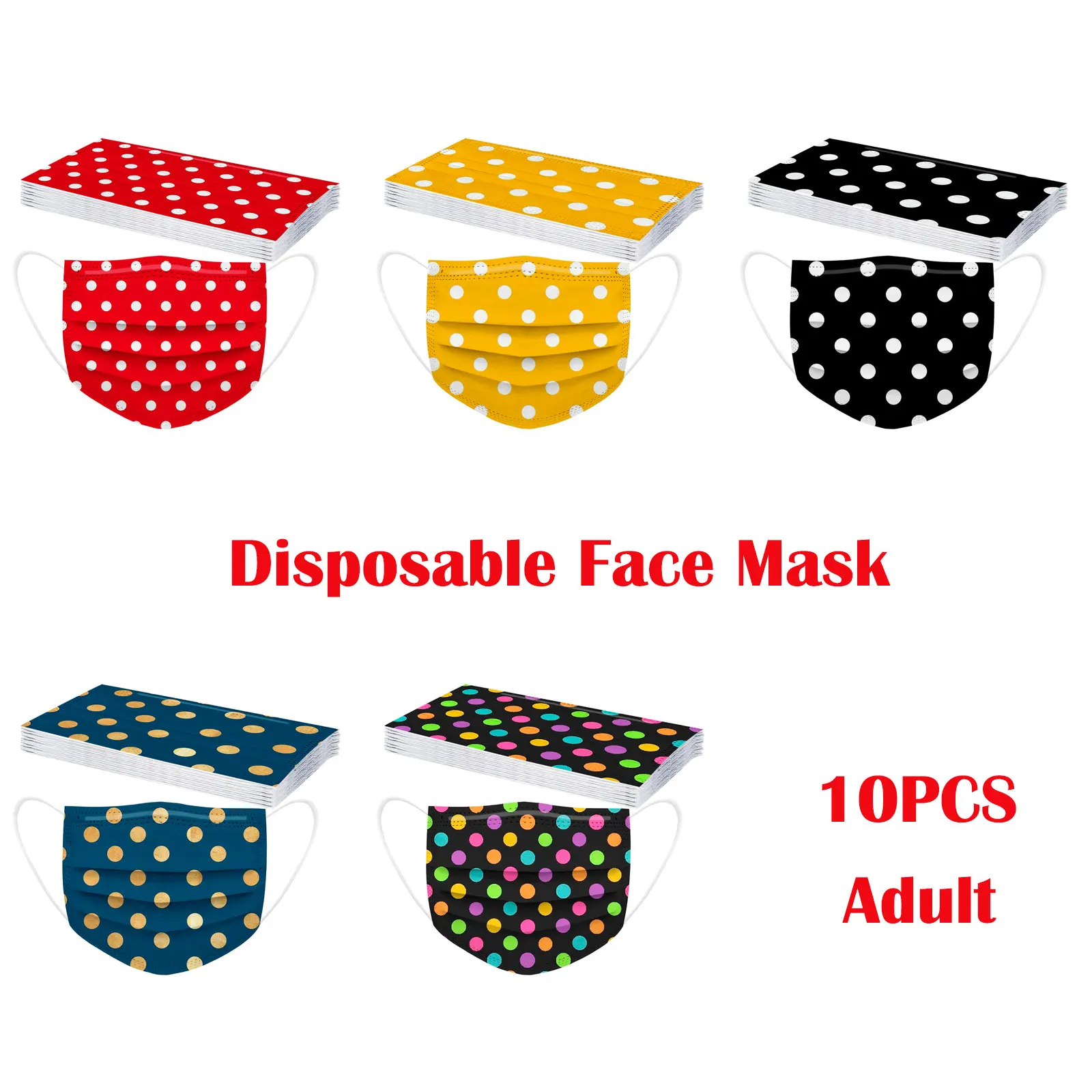 

10PCS Printed Disposable Face Masks for Adult Soft Mouth Cover Masks Mascaras with 3-layer Non-woven Masks mascarillas Masque