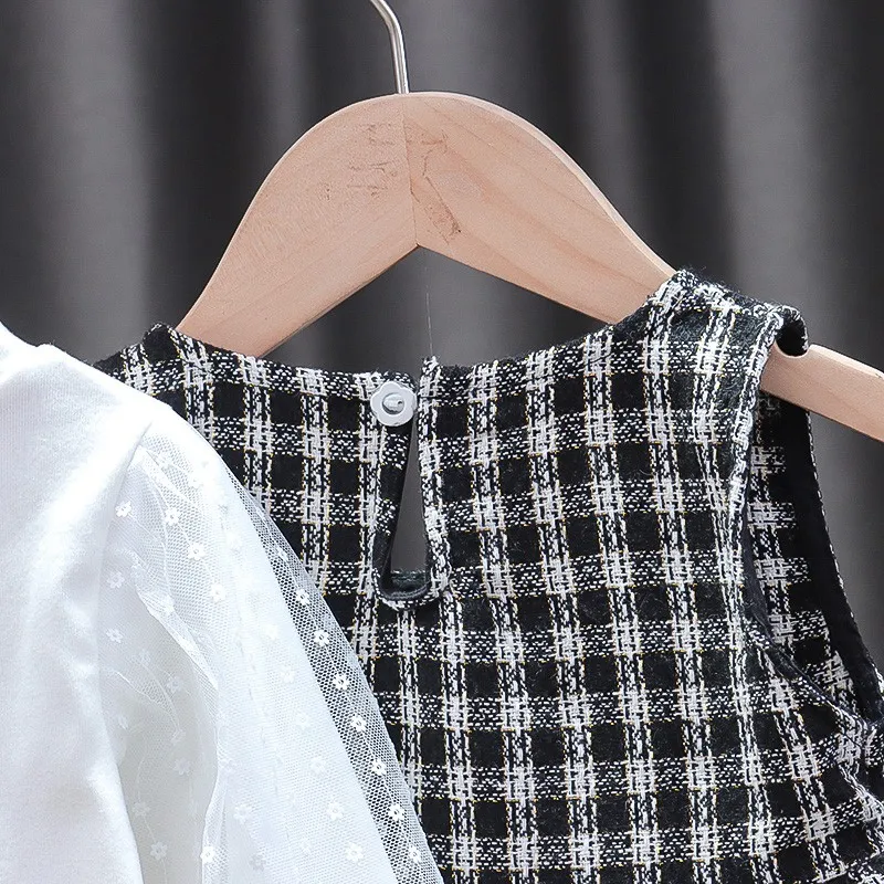 

Spring Baby Girl Princess Dress Set Sweet Top Skirt Cute Plaid Children Cotton Fashion Casual Outfit Long Sleeve Blouse 2021 New