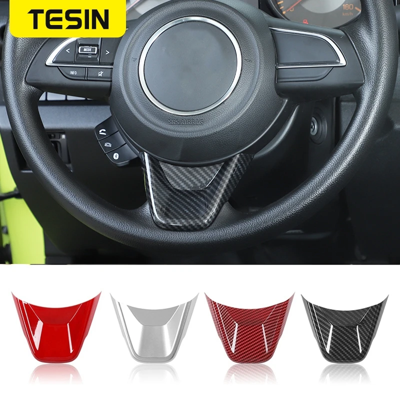

TESIN ABS Carbon Fiber Car Steering Wheel Cover For Suzuki Jimny 2019-2020 Steering Wheel Decorative Cover Stickers Accessories