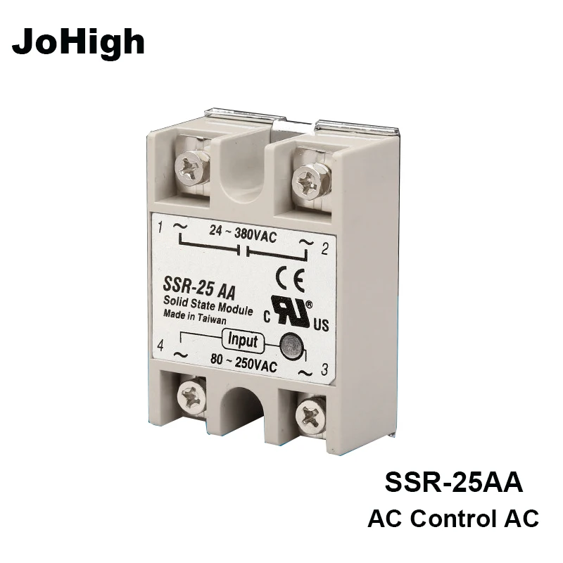 JoHigh однофазный переменного тока твердотельный релейный вход 80 250VAC 25a небольшой