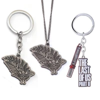 the last of us 2 ellie tattoo keychain necklace hand drawn detailed moth leafed fern key chains car keyring women men jewelry