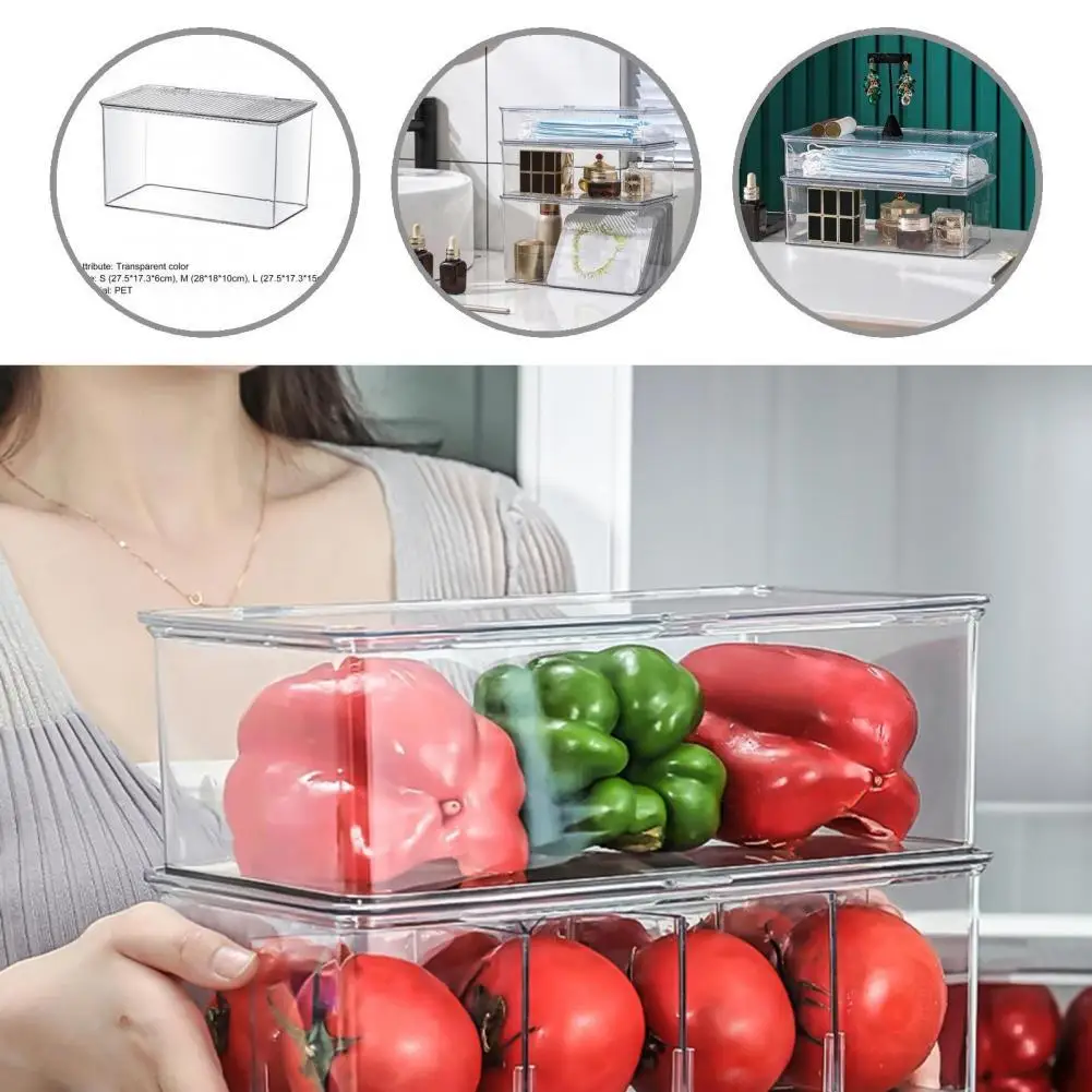 

PET Useful Transparent Stackable Freezer Container Lightweight Fridge Container Transparent for Household