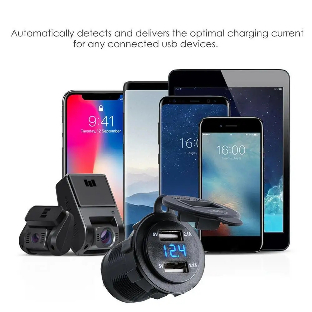 Новая лодка мотоцикл автомобиль USB зарядное устройство разъем вольтметр прикуриватель автомобильный адаптер зарядного устройства с двойным USB напряжение 4.2a 12 в высокое качество