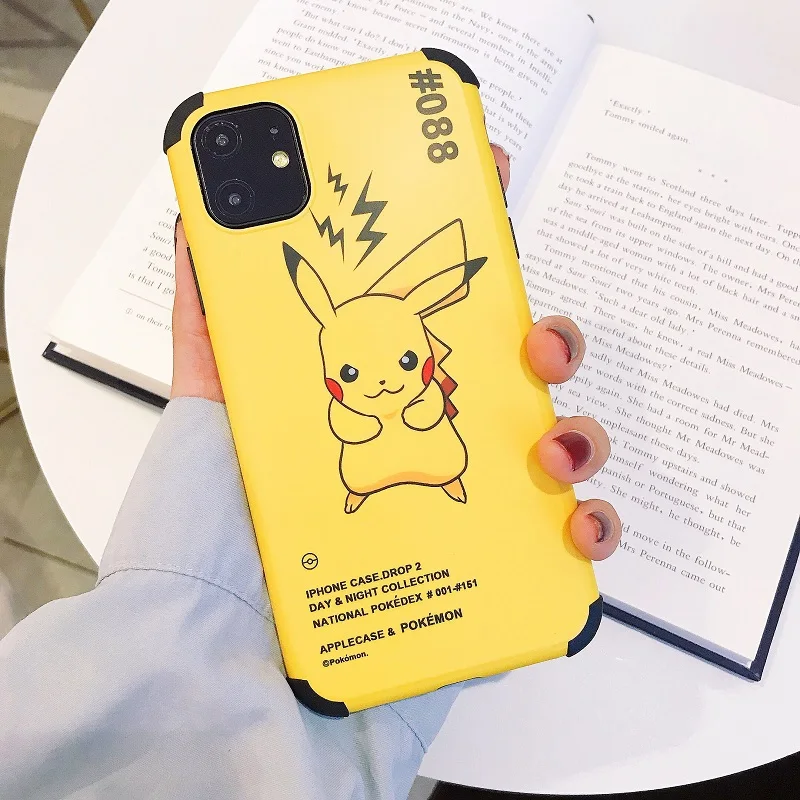 New Pikachu mobile phone case For iPhone 11 6 7 8Plus X XR XS MAX TPU painted four-corner all-inclusive anti-fall cover