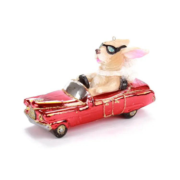 

Glass Christmas ball ornaments car/bus shape