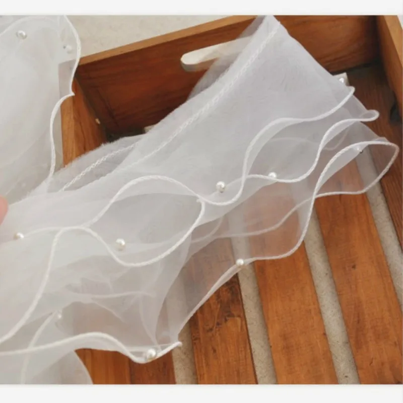 1 ярд кружевная ткань из органзы с оборками новейшая бисера черная фиолетовая