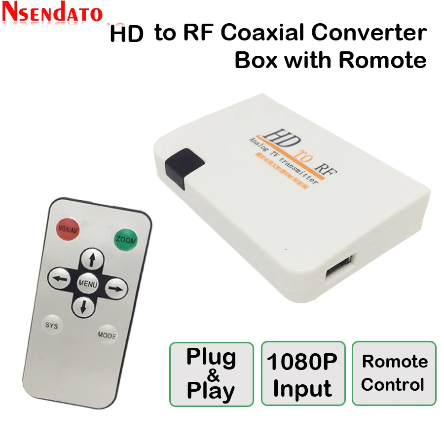 Коаксиальный преобразователь HD в RF аналоговый сигнал ТВ передатчик с пультом