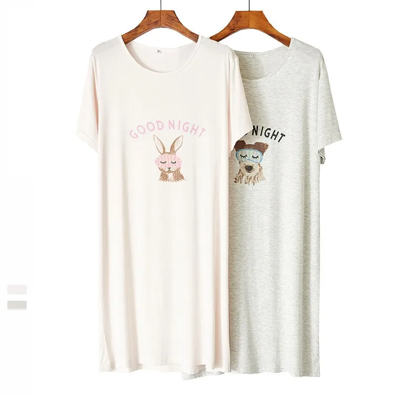 

Милая Ночная рубашка из модала, мультяшная одежда для сна, Женская Повседневная Ночная рубашка, ночная рубашка, Свободная Домашняя одежда, н...
