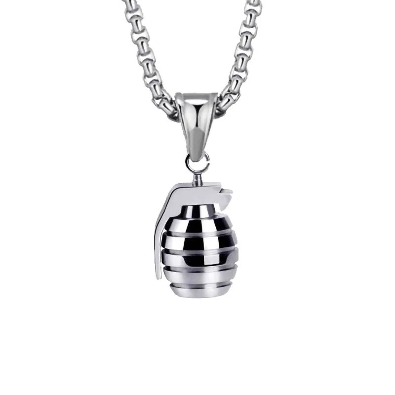 

European And American Original Pop Style Personalized Fashion Retro Punk Grenade Pendant Men's Necklace