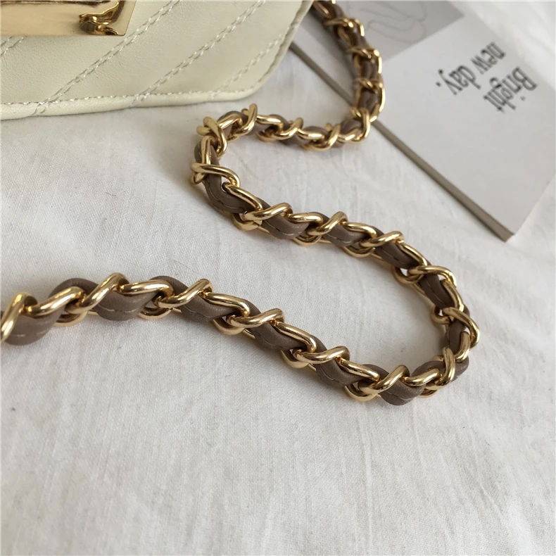 Burminsa Elegant Quilted Chain Crossbody Bags For Women Unique Design Lock High Quality Soft PU Female Shoulder Bags Autumn