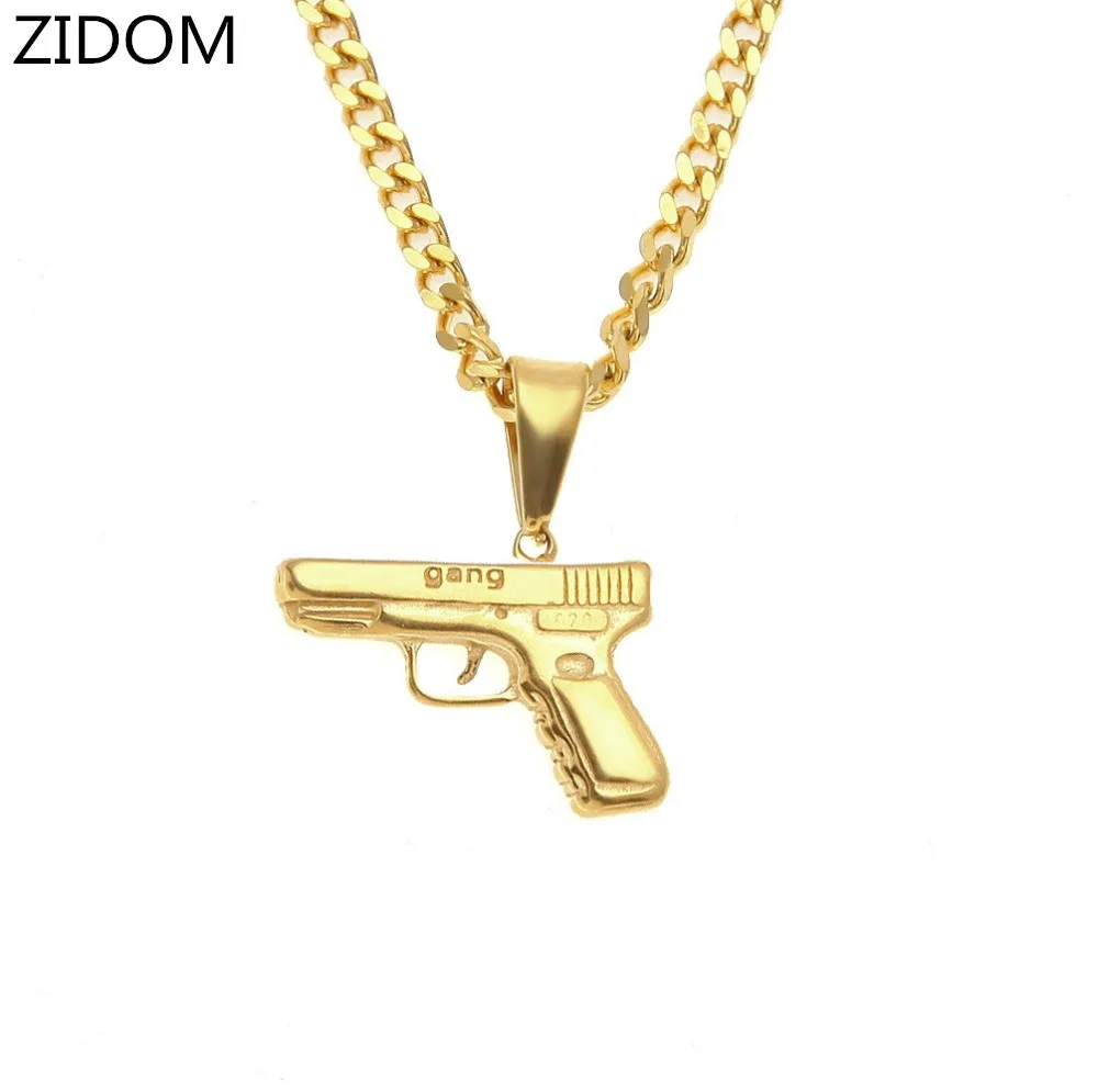 Новинка 2018 ожерелье с подвеской в стиле хип хоп изображением пулемета|Ожерелья