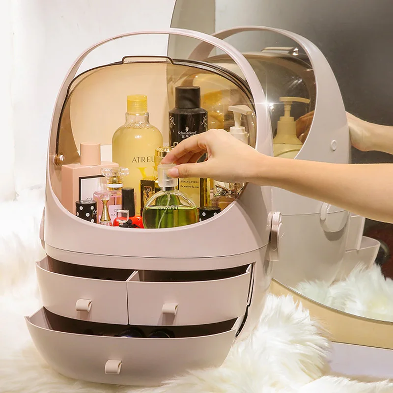 

Cosmetic Storage Box Women Home Storage Cosmetic Case Multi-Functional Drawer Desktop Dust Dresser Space Capsule