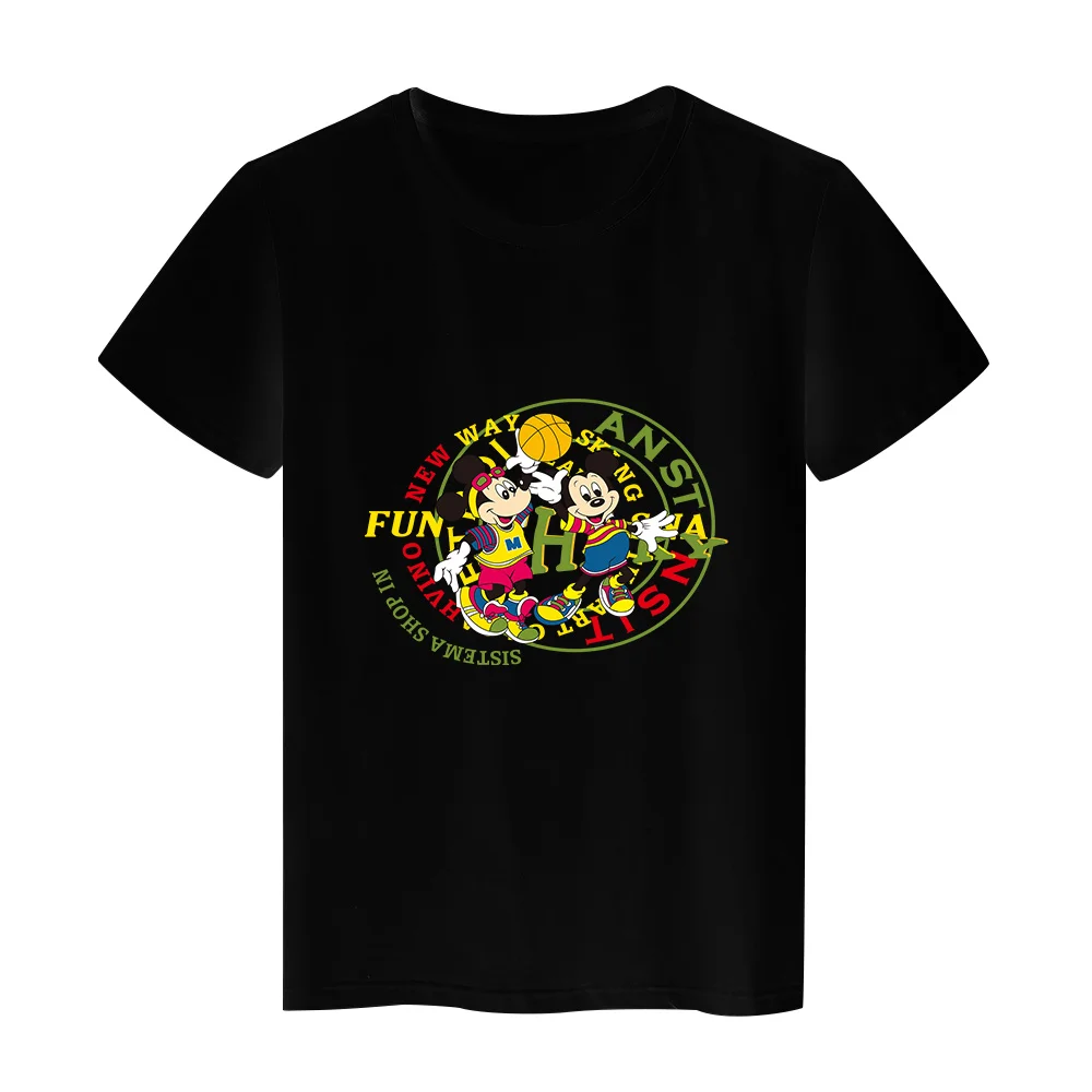

Urban Disney Y2K Mickey Mouse T Shirt Women's Clothing Fashion Teen Girls Short Sleeve Top Summer Black Couple Clothing
