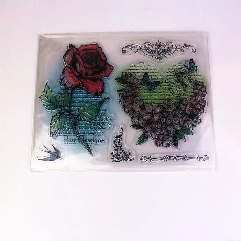 Новейший яркий цветочный прозрачный штамп фон Сделай Сам Скрапбукинг резиновая