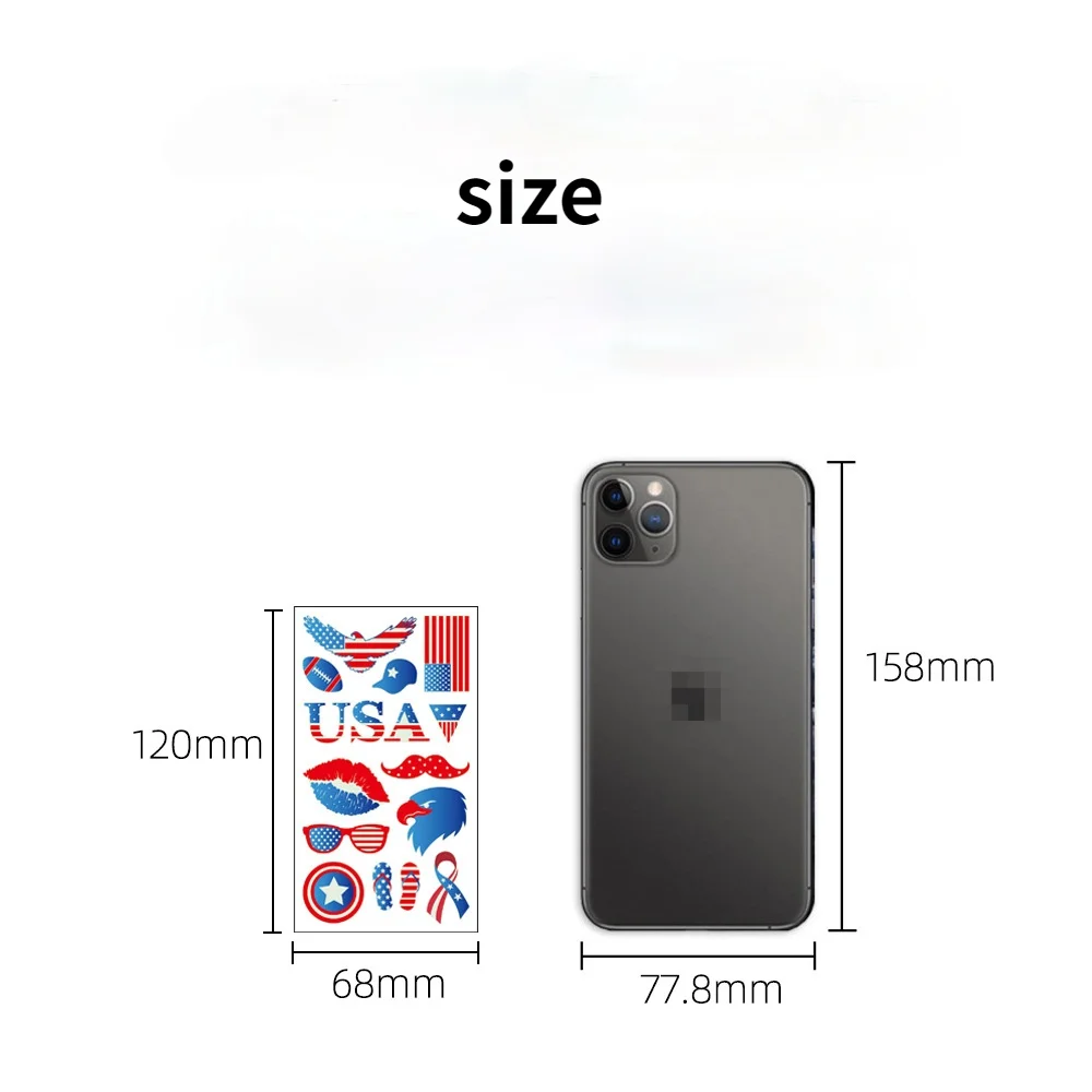 Временная татуировка Стикеры световой на День независимости США татуировки