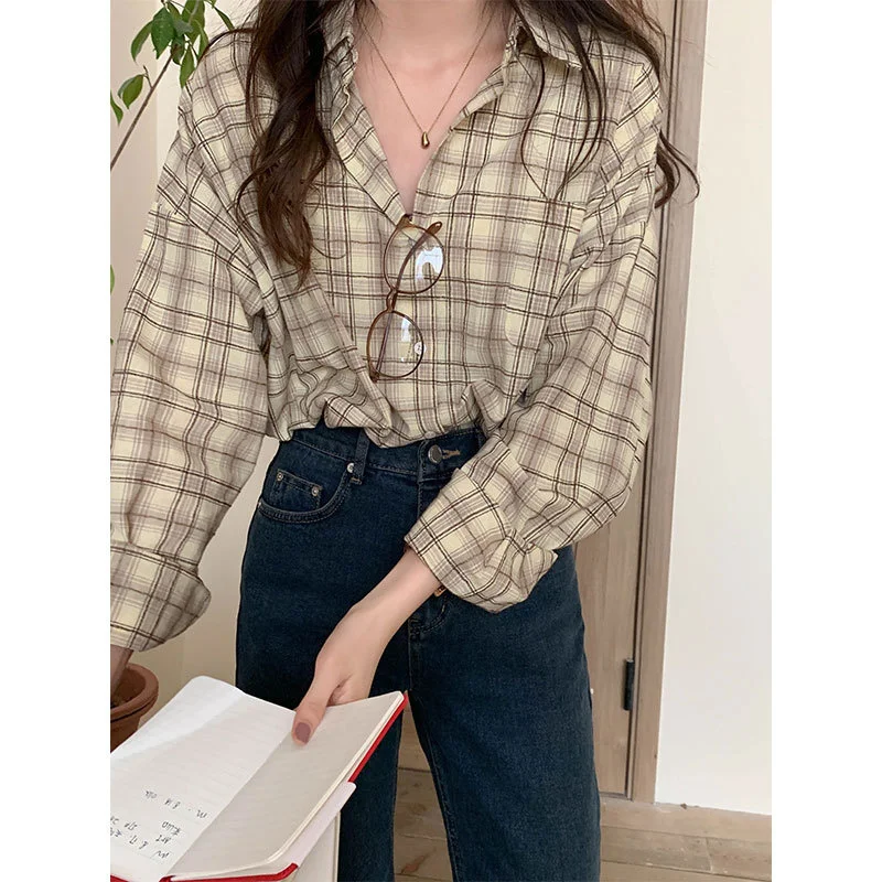 

Женская рубашка в стиле ретро с принтом, свободного покроя