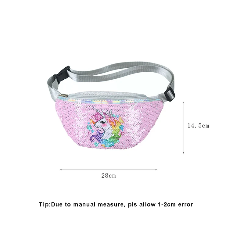 Поясная сумка с мультяшными блестками и единорогом для девушек регулируемый