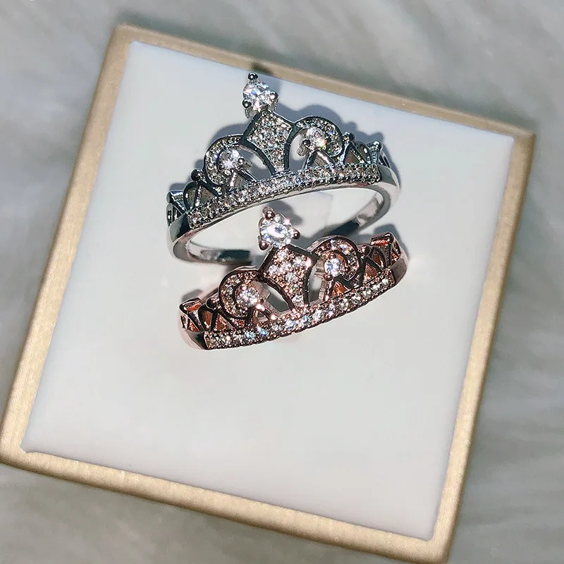 

Классическое свадебное кольцо с короной из циркония, модный простой женский подарок на день Святого Валентина