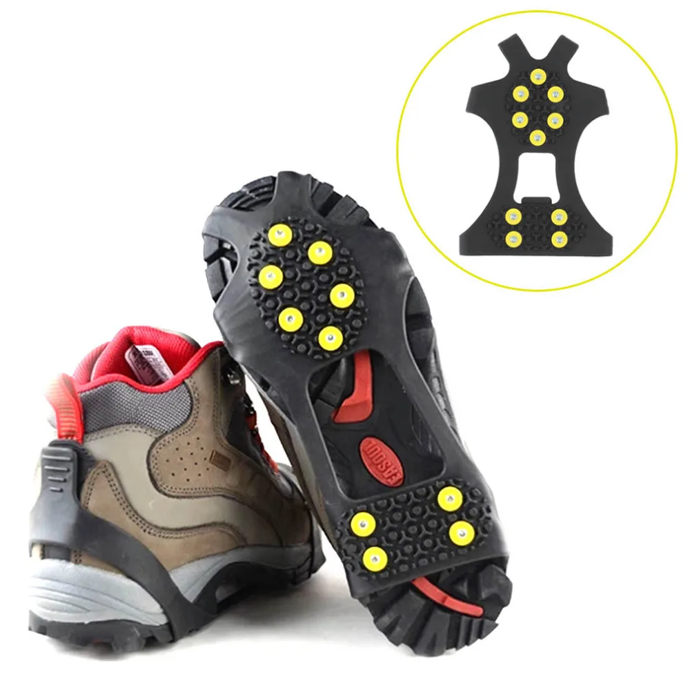 10 Studs Ice Non Slip Snow Shoe Spikes Grips Cleats Crampons Winter Climbing Safety Tool Anti Shoes Cover outdoor crampones |