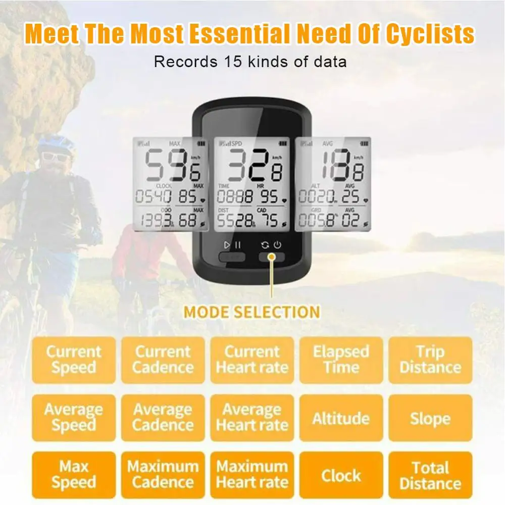 

1.8 Inch GPS Bike Bicycle Cycling Computer Stopwatch LCD Display Waterproof IPX7 Bicycle Cycling Equipment Accessories
