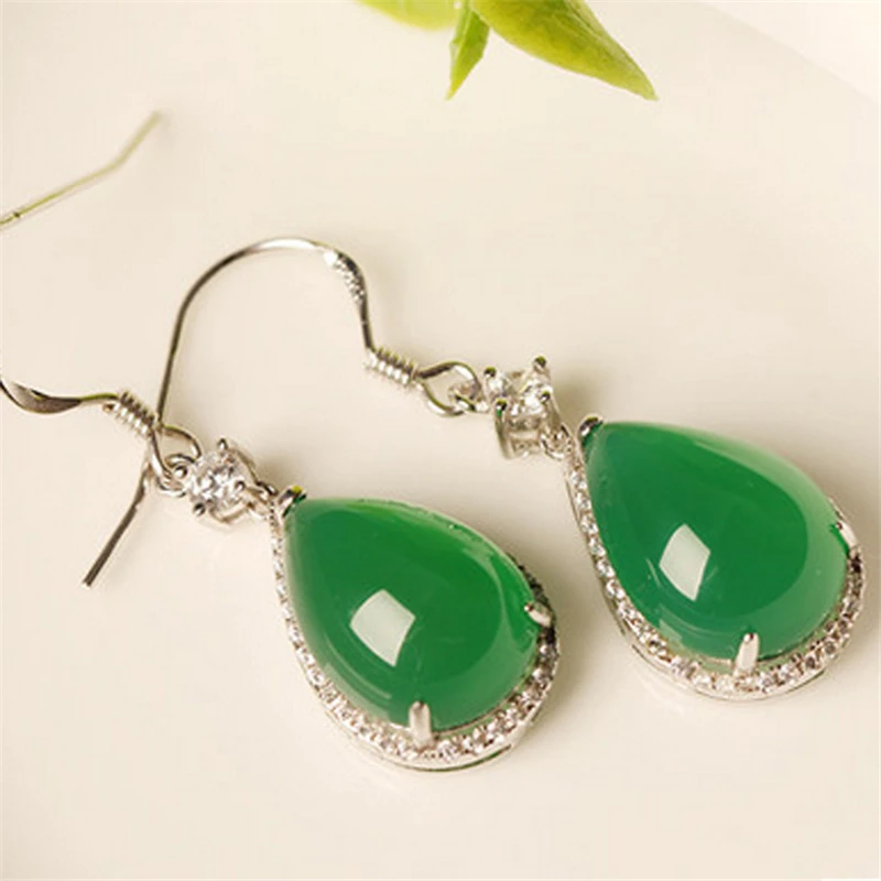 

NATURAL SEMI-PRECIOUS STONES GREEN GENUINE GREEN EARRINGS 925 SILVER NATURAL EARRINGS GIRLFRIEND GIFT