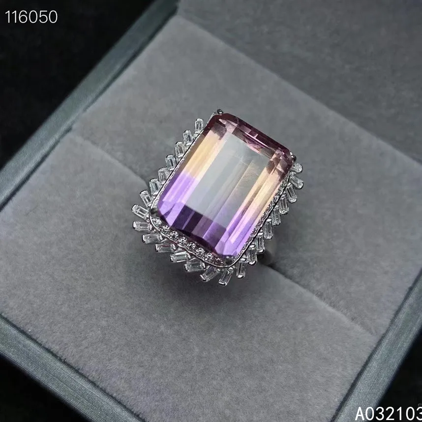 

KJJEAXCMY fine jewelry 925 sterling silver inlaid Ametrine Women's noble luxury color big gem ring support detection
