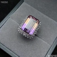 kjjeaxcmy fine jewelry 925 sterling silver inlaid ametrine womens noble luxury color big gem ring support detection