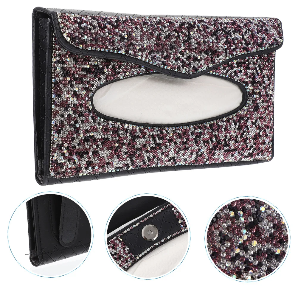 

PU Leather Napkin Holder Bling Bling Handbag Shape Car Tissue Case for