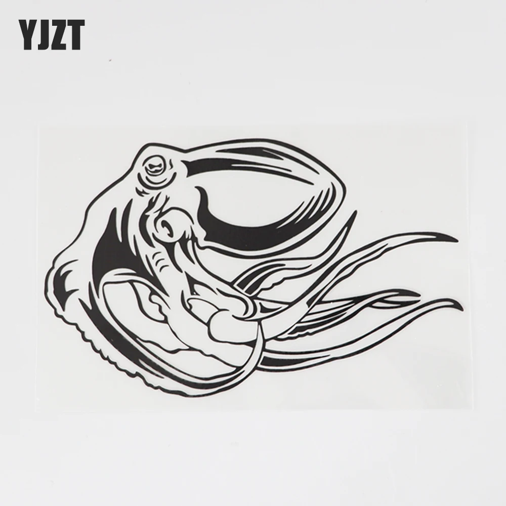 

YJZT 16,2 см × 10 см забавные виниловые Осьминог плавание наклейка морской автомобильные наклейки с животными черные/серебро 13D-1218