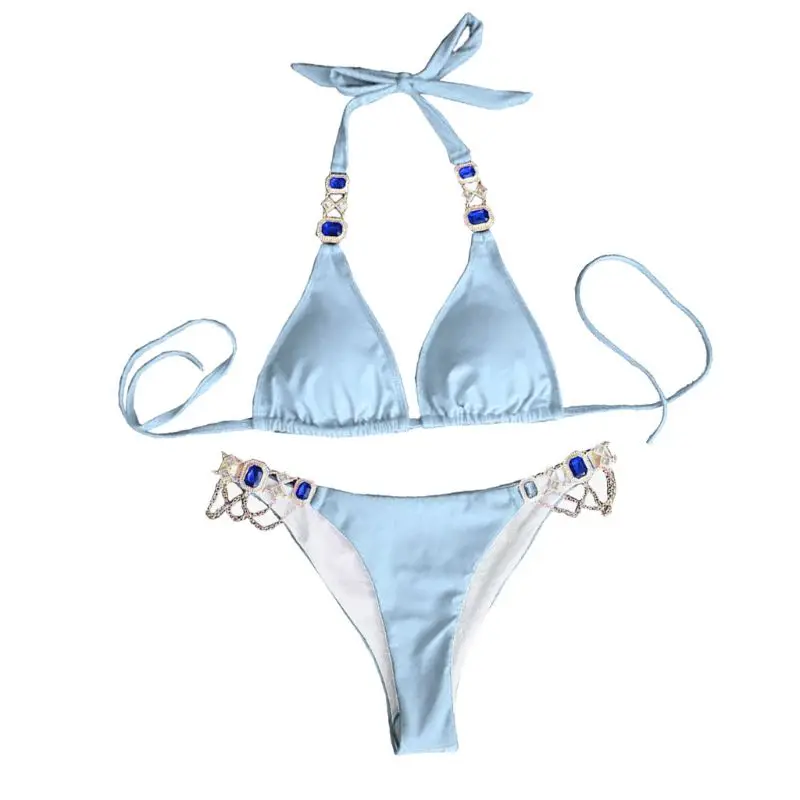 

Women Rhinestone Bikini Set Swimsuit Bikinis Shiny Crystal Diamond Swimwear Suit 50JB