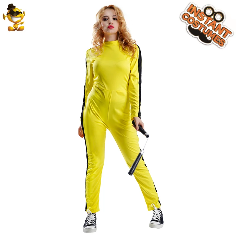 Женский желтый костюм Kongfu костюмы Kill для хэллоуивечерние косплей Необычные