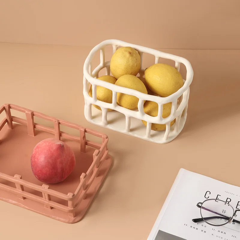 

Nordic Creative HOLLOW Resin Fruit Tray Home Living Room Porch Desktop Fruit Plate Snack Candy Bowl Christmas Gift Basket