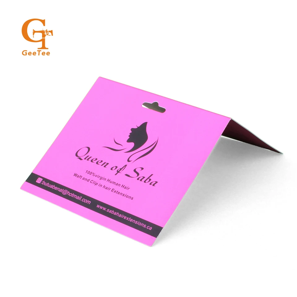 

Customized logo brand printing Virigin Hair extensions bundles packaging hanger hanging card labels paper dispaly card