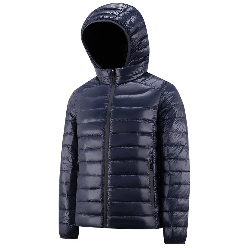 Men's Down Jacket Winter Warm Light Hooded Coat Solid Color Quilting Outwear Unisex Down Jacket Male Female Clothes