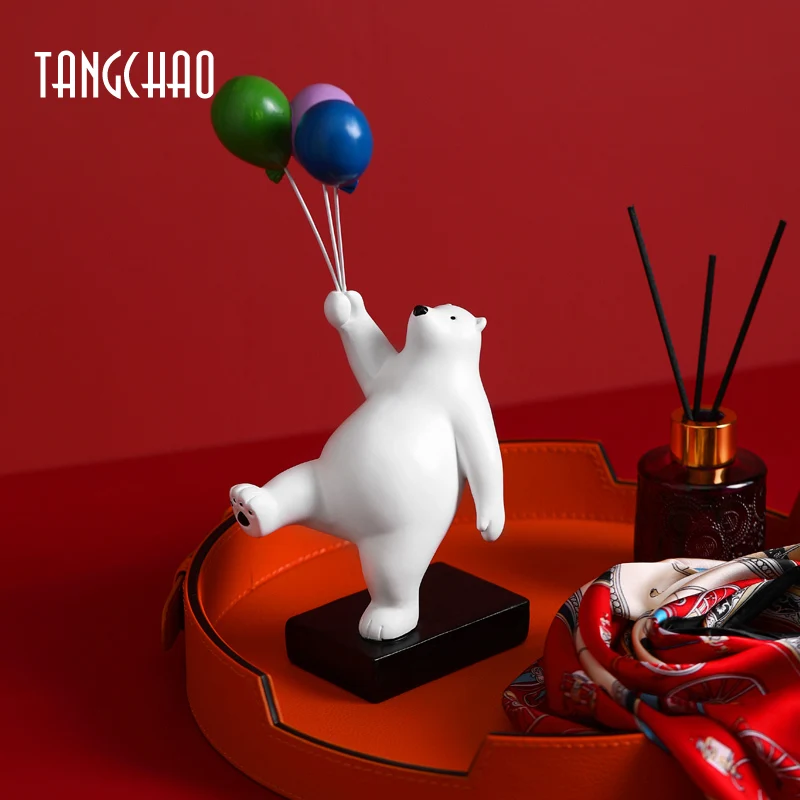 balloon bear figurines for interior creative resin statue nordic home decoration wall mount modern figurine room decoration free global shipping