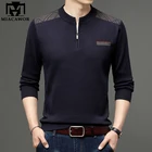 Мужской теплый шерстяной свитер MIACAWOR, пуловер в стиле пэчворк, вязаный джемпер, свитер с круглым вырезом, Мужская одежда для зимы, Y286