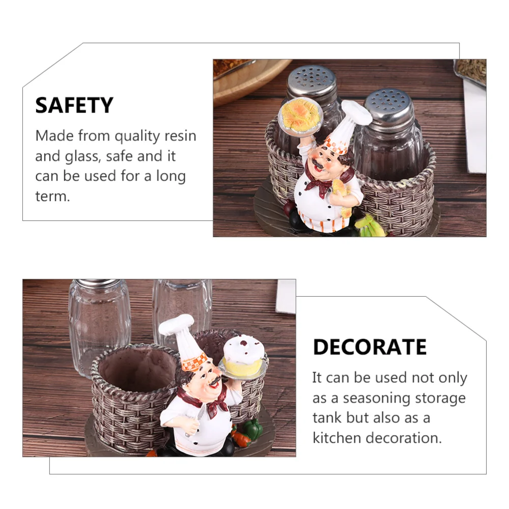 

2 Sets Salt and Pepper Seasoning Shaker Decoration Lovely Kitchen Resin Decor