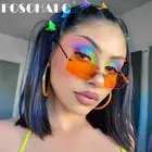 Прямоугольные солнцезащитные очки без оправы женские брендовые дизайнерские очки мужские ретро стимпанк Солнцезащитные очки винтажные маленькие оправы очки