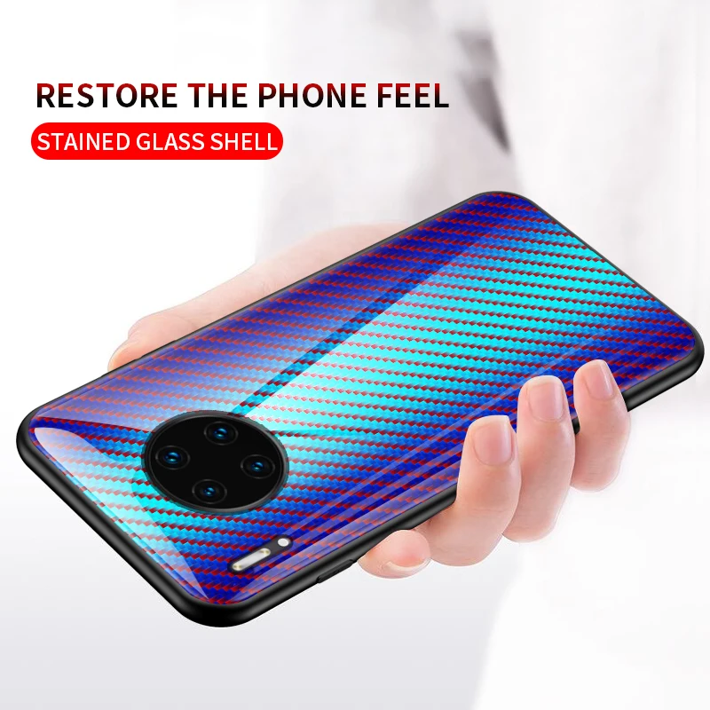 Glass Phone Cover Case For Huawei P Smart P10 P20 P30 Mate 9 10 20 30 Pro Lite Honor Play 8X 8 Carbon Fiber Cases | Мобильные