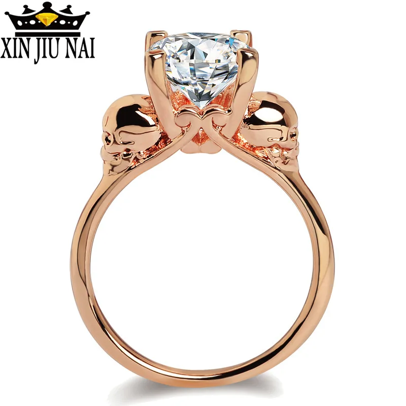 Женское Обручальное кольцо с черепом в готическом стиле розового золота платины