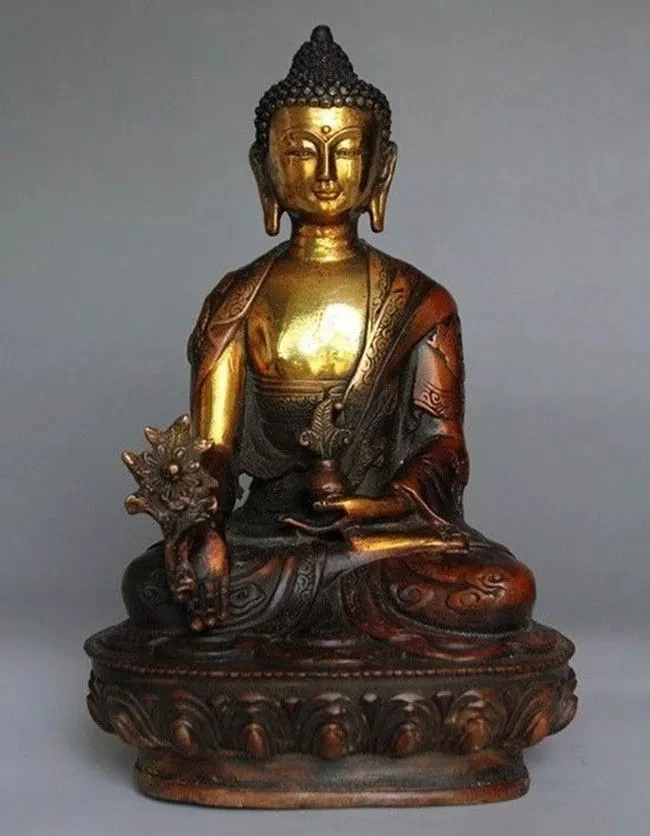 Tibetan Brass Buddhism Bodhisattva Sakyamuni Buddha Statue