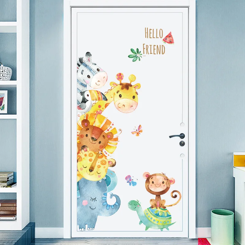 

Cartoon Cute Animals Door stickers Anime Wall Stickers for Kids Room Living room Decorative Stickers Wall Decals Home Decor PVC