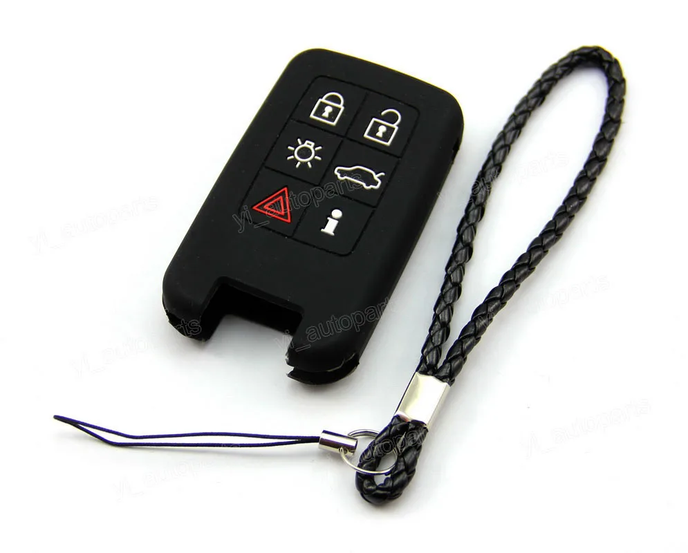 Черный силиконовый защитный чехол для ключа Volvo Smart Key 6 кнопок S40 S60 S80 V40 V50 V60 V70